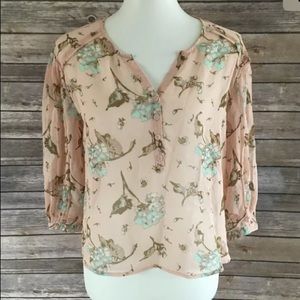UO Kimchi Blue Blush Pink Sheer Floral Cropped Top